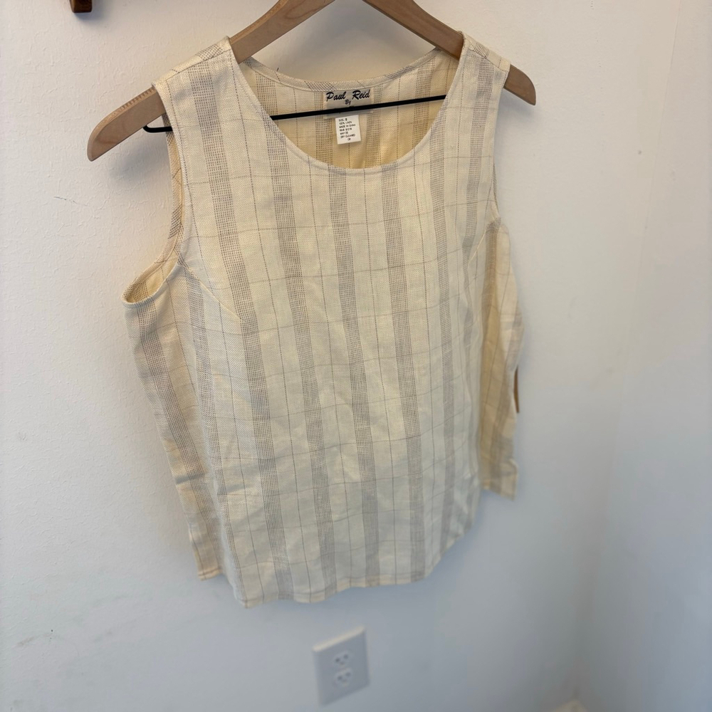 Paul Reid by Virginia Moreno Mongolian Linen Blouse Small Natural - Picture 2 of 7